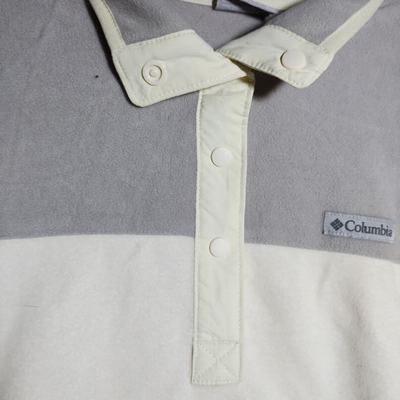 Columbia Women's Fleece XL Grey And Cream‎ Color Block 1/4 T-Snap Pullover Shirt - Picture 3 of 7